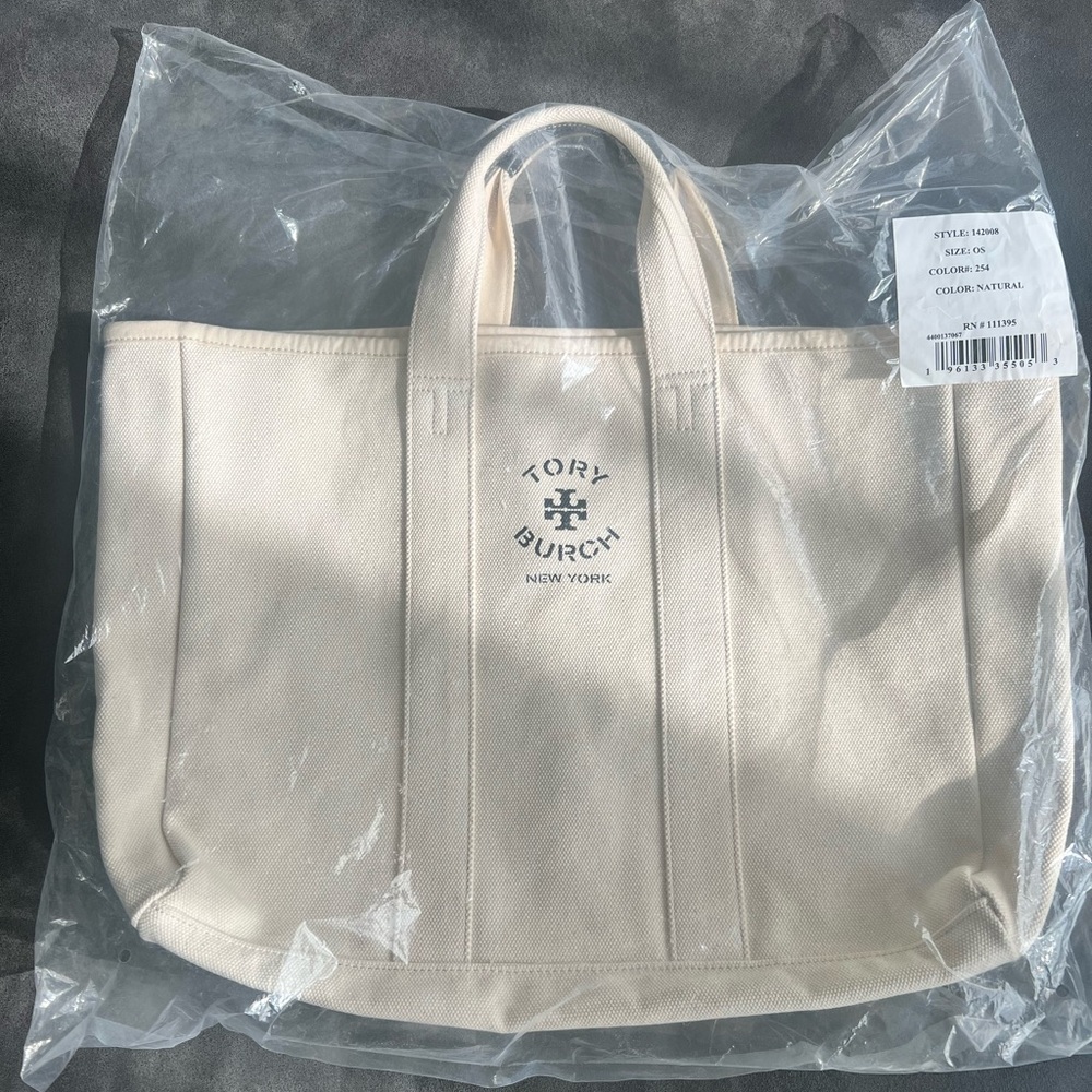 Tory Burch Cream Canvas Tote Bag